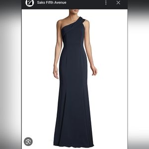 Jay Godfrey Off Shoulder Navy Gown Dress
